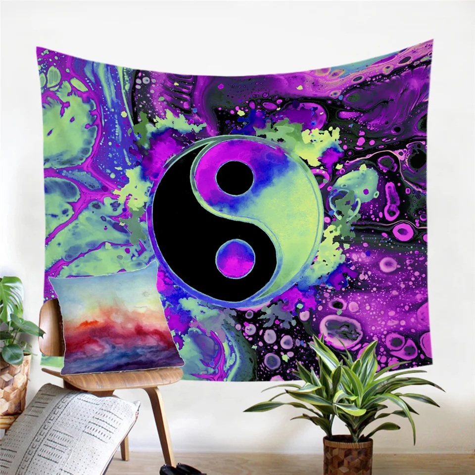 Jasper Yin Yang Trippy Alien by Brizbazaar гобелен акварельный Настенный Ковер глаза Trippy гобелен настенный блюдце колдовство tapiz Прямая поставка - Цвет: Jasper Yin Yang
