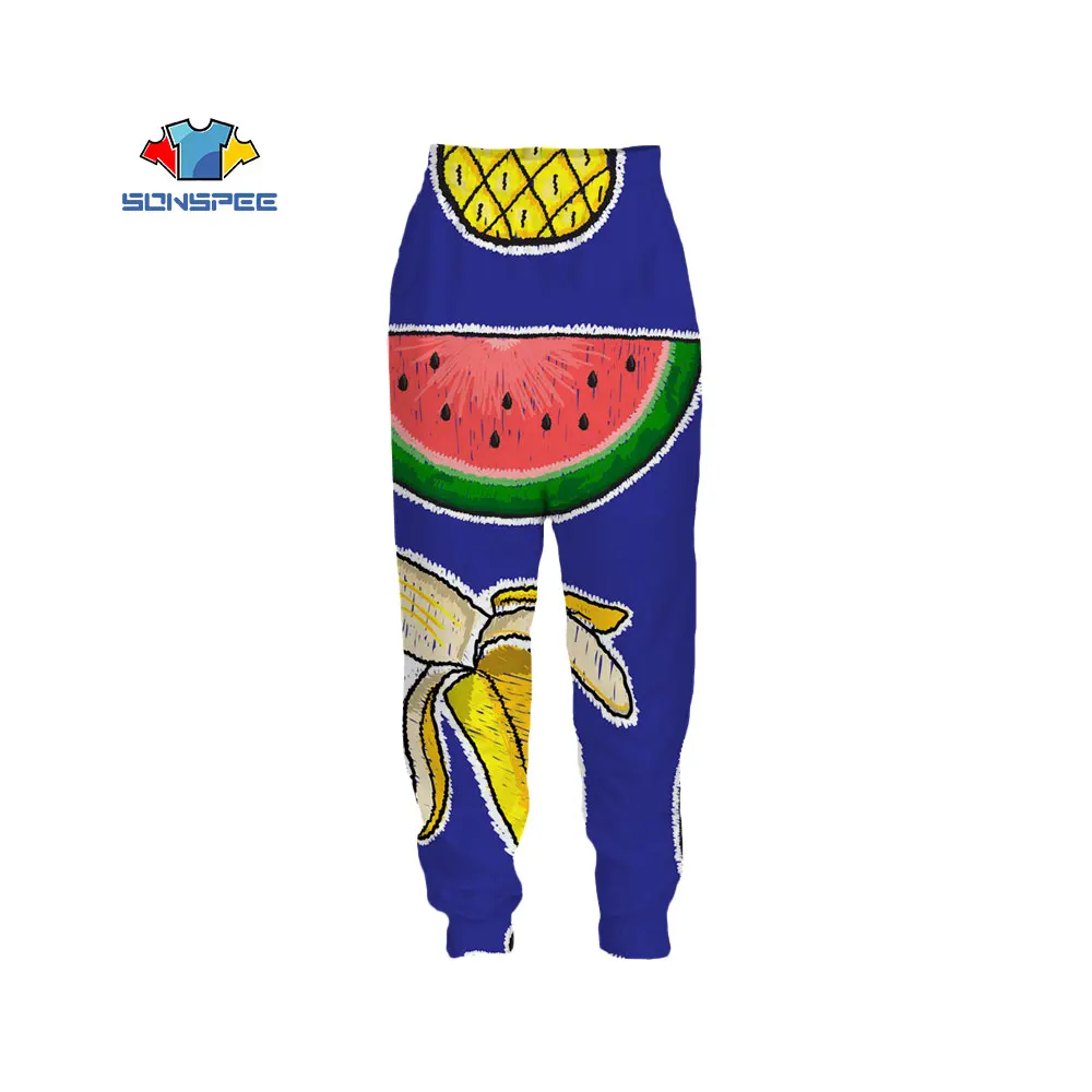 

SONSPEE NEW Cherry Gourmet Watermelon 3D Printing Street Trousers Sports Pants Comfortable and Unique Fitness Elastic Overalls