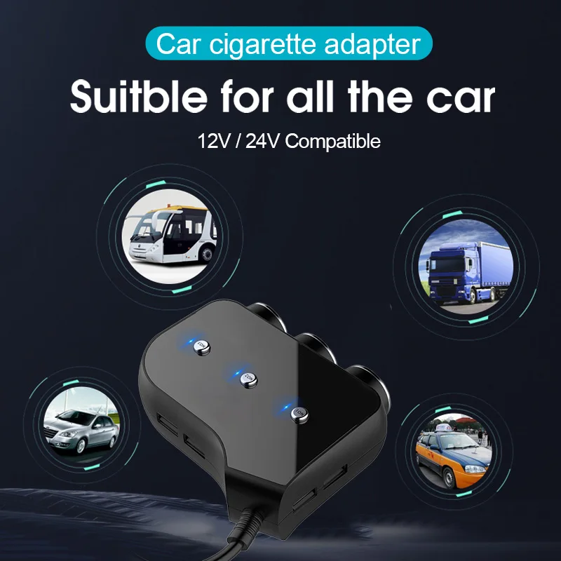 CDEN car charger cigarette lighter socket splitter 4 USB port 3 power adapter voltage display | Автомобили и мотоциклы