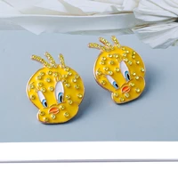 new cute yellow chick earring rhinestone cartoon earrings %e2%80%8bcrystal christmas party earing for women jewelry fashion gift