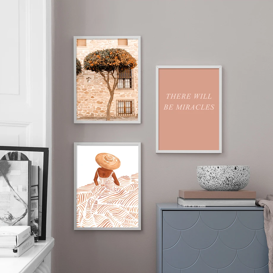 Абстрактная Линия Леди оранжевое дерево цитаты скандинавские постеры и принты