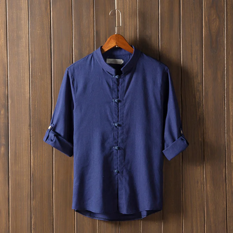 Мужские рубашки с длинным рукавом LEFT ROM однотонная Повседневная Уличная рубашка