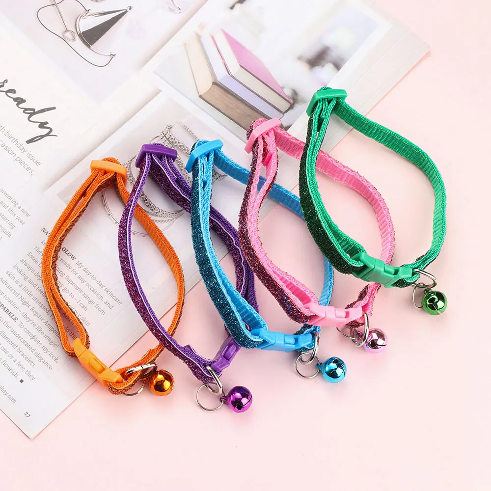 Регулируемый нейлоновый колокольчик с блестками для собак ошейники кошек