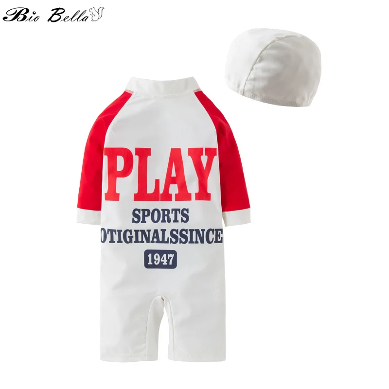 

Letter Print Toddler Baby Boys Children Swimwear Baby Bath Set Cap Swimming Suit for Kid Girls Bathing Suit Girls 1-7 Years