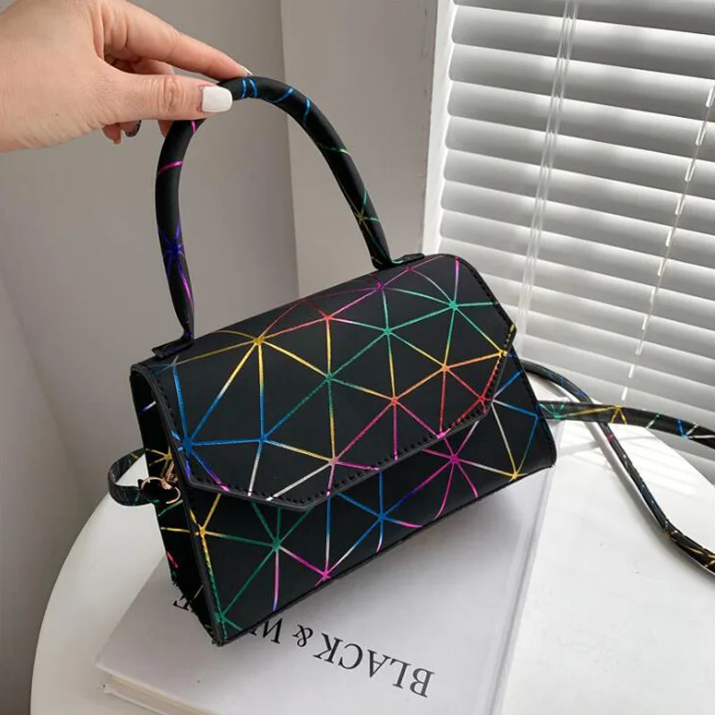 

Fashion Geometric Shoulder Bag Small Flap Crossbody Bags For Women Designer Top-handle Handbags Pu Leather Messenger Bags