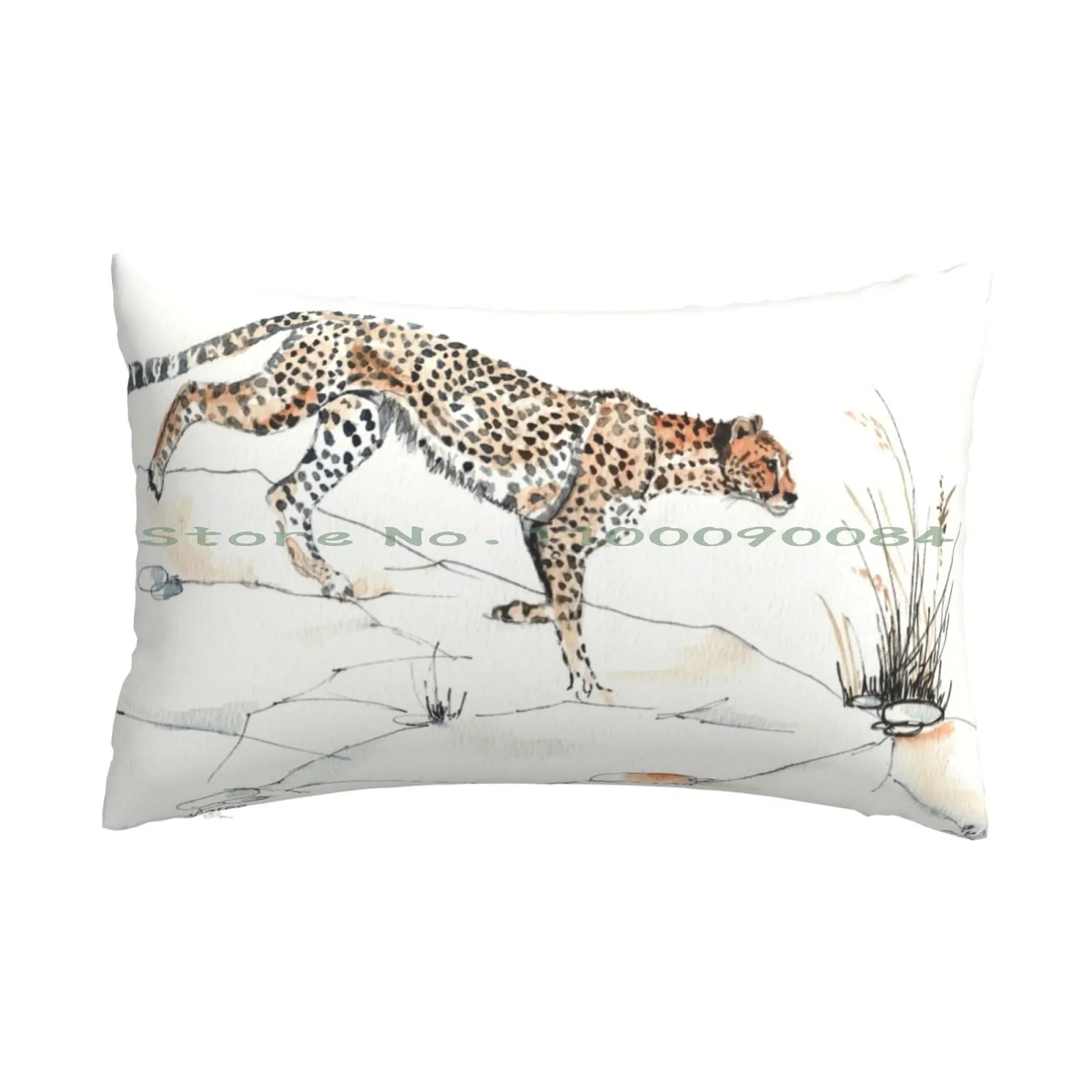 

Majestic Cheetah Pillow Case 20x30 50*75 Sofa Bedroom Painted Animals Painted Wildlife Cats Watercolour Watercolor Pen Ink