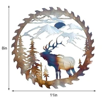 for bedliving room metal wall stickers art cut elk saw blade deer forest tree sculpture indoor outdoor decor