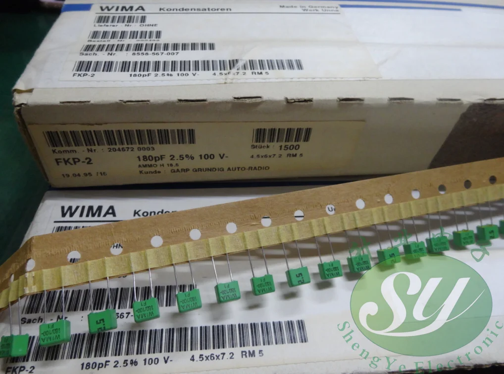 10PCS NEW green WIMA FKP2 180PF/100V 2.5% P5MM film audio capacitor 0.00018uF/100V 180p high precision 181/100v 0.18nF/100V | Электроника