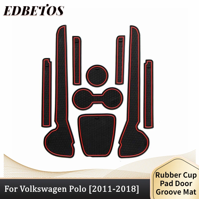 

Anti-Slip Rubber Mats Gate Slot Cup Mat For VW Polo 2011 2012 2013 2014 2015 2016 and VW GTI Polo R 2011 - 2015 Accessories