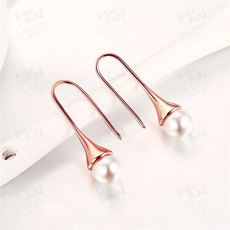 

DOTEFFIL 925 Sterling Silver Rose Gold Pearl Drop Shape Earrings Charm For Women Jewelry Fashion Wedding Party Gift