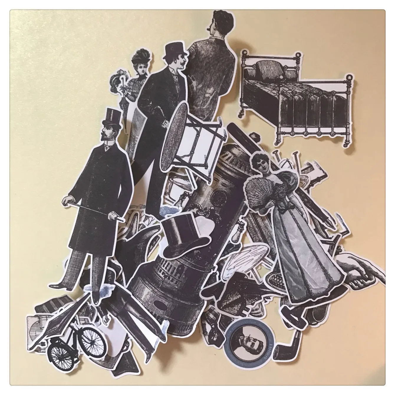 

50 шт./пакет винтажные черные и белые наклейки на мебель для творчества, скрапбукинга, альбома, дневника, планировщика, декоративные наклейки