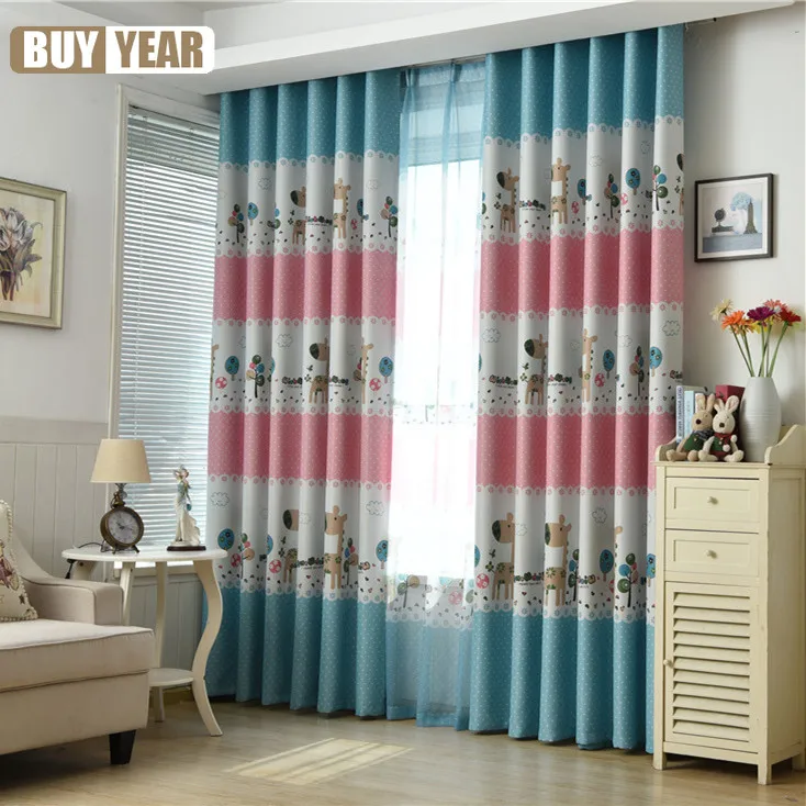 

Cartoon Giraffe Pattern Shading Curtains for Living Dining Room Bedroom.
