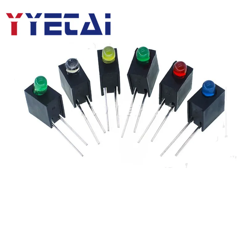 

NEW 50PCS 3MM Single Hole LED Lamp Holder Red, Yellow, Blue, Green, White, Side Single Hole, 90 Degree Bend Foot, With Light