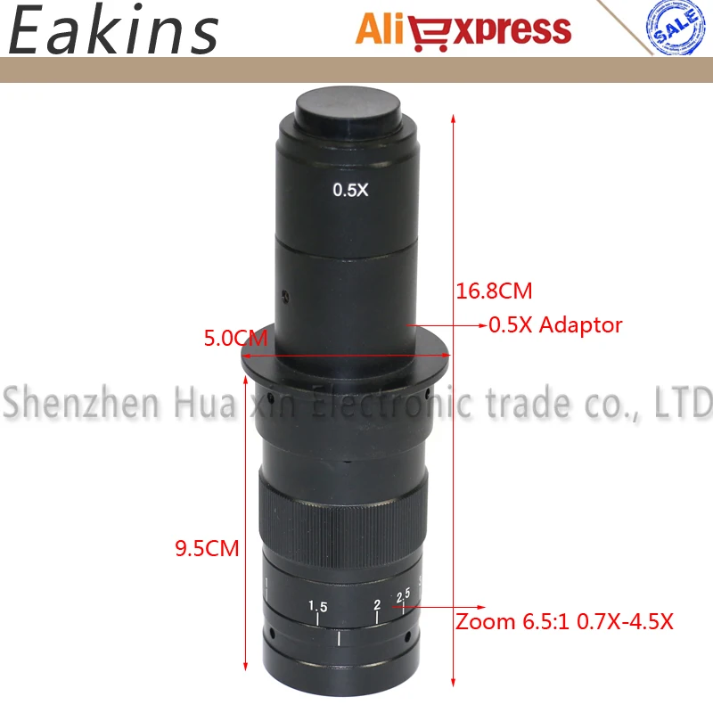 180X зум регулируемый монокулярный Объектив C-mount + 0.35X 1X адаптер объектива до 300X 120X