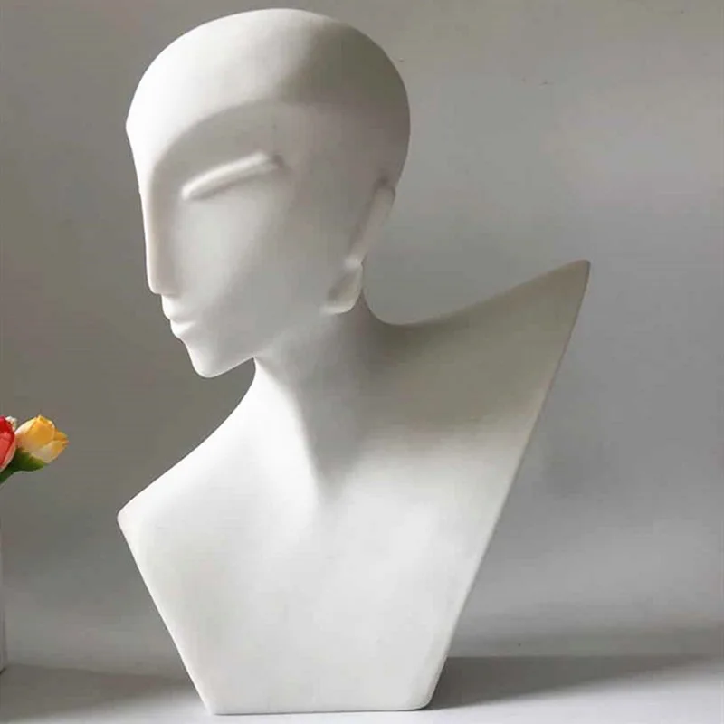 

HHT Modern Home Decoration Accessories Creative Abstract Figure Ornament sculpture Living Room Bookroom Decor Resin white black