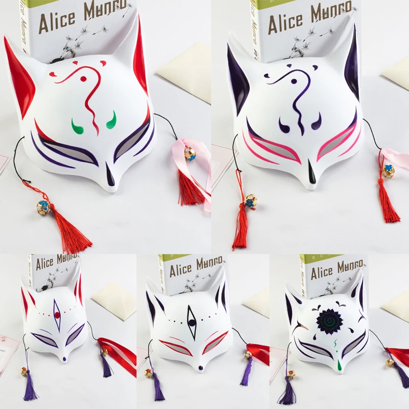 Японская аниме косплей полумаска лисы ручная роспись маскарадный костюм