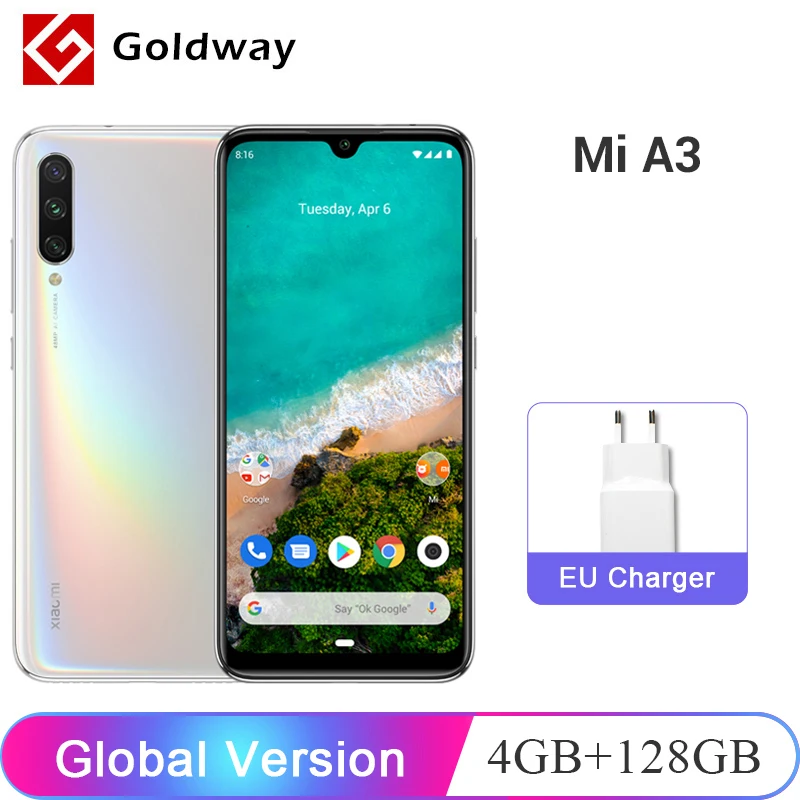 Смартфон Xiaomi mi A3 глобальная версия 4 Гб 128 ГБ Восьмиядерный процессор Snapdragon 665 48мп