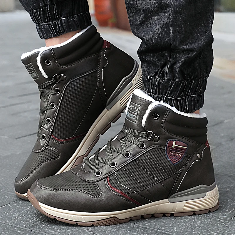 Модные мужские зимние ботинки плюшевые теплые уличные кроссовки