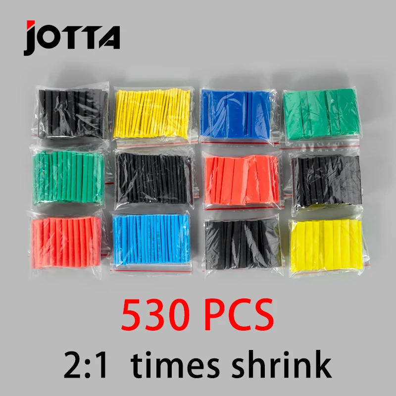 

530pcs/Bag Polyolefin Assorted Heat Shrink Tube Wire Cable Insulated Sleeving Tubing Set 2:1 Shrinkable Smart Home Repair Tools