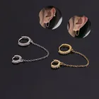 Женские серьги-кольца с двумя отверстиями, ювелирные украшения для пирсинга в стиле панк с кристаллами циркония, маленькая цепочка для ушной раковины, 1 шт.