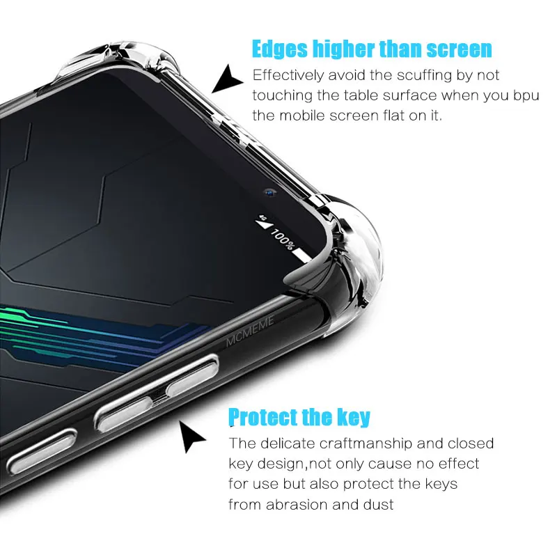 Для Xiaomi Black Shark 2 Pro Чехол прозрачный термопластичный полиуретан силиконовый чехол