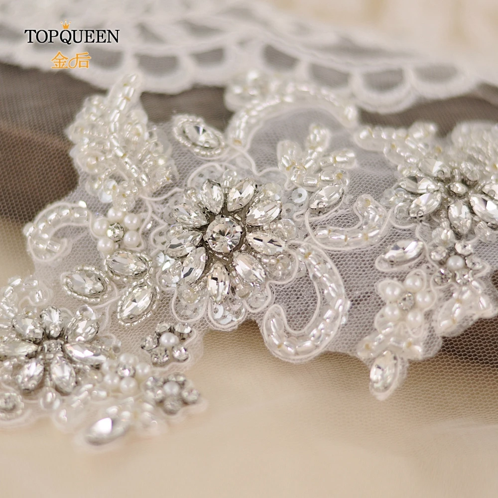 TOPQUEEN S139 пояс невесты со стразами Аппликация белый свадебный пояс со стразами дешевый бисерный пояс невесты свадебные пояса с аппликацией