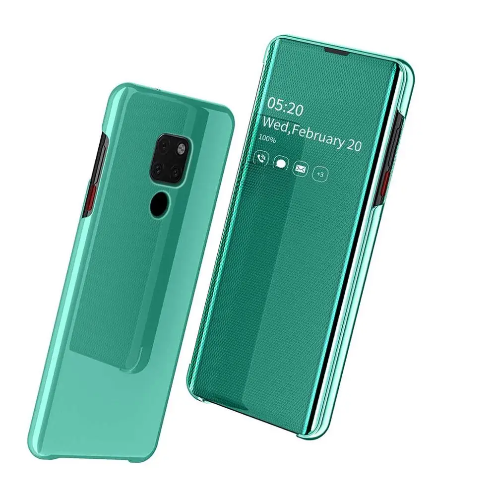 Умный зеркальный флип-чехол Lamorniea для huawei P30 Pro P30 Lite, чехол из искусственной кожи для huawei mate 20 Pro/mate 20 Lite/mate 20 - Цвет: Green