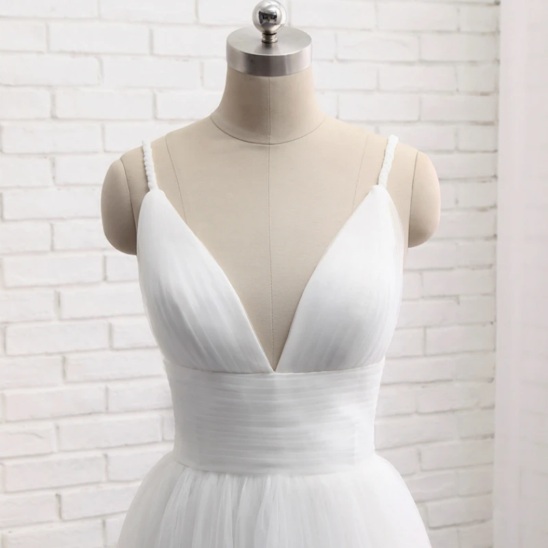 FOLOBE тонкий плечевой ремень V-образный вырез с открытой спиной плиссированный