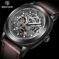 benyar 2021 new mens automatic mechanical watch mens sports waterproof clock leather leisure luxury watch relogio masculino