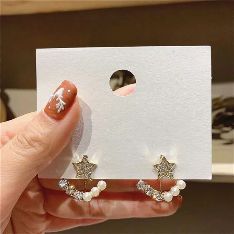 Изысканные жемчужные стразы серьги в виде звезды для женщин и девочек корейские