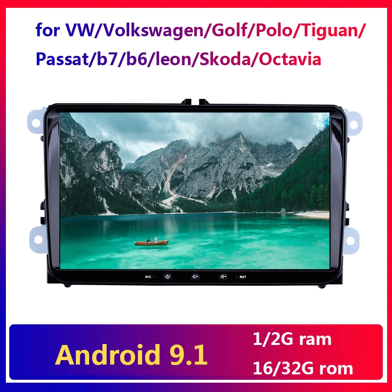 Автомагнитола 9 дюймов 2 Гб ОЗУ Android 1 для VW Volkswagen Golf Polo Tiguan Passat b7 b6 leon Skoda Octavia GPS