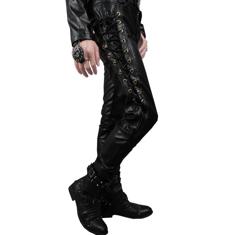 Бесплатная доставка новые мужские брюки для ночных клубов тонкие мотоциклетные