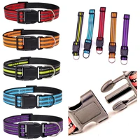 5 colors fashion reflective strip collars 652 5cm adjustable nylon buckles alloy pet collar medium large dogs durable supplies