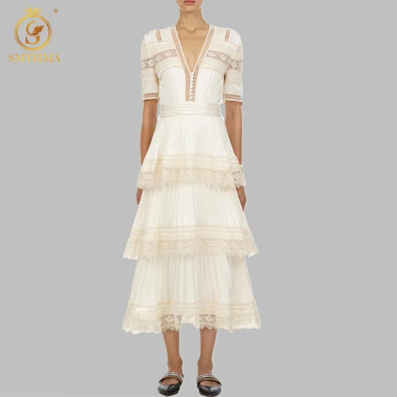 SMTHMA 2021 Новое Женское Каскадное Плиссированное летнее платье для автопортрета с