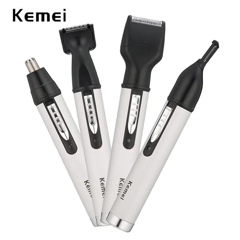 white color 4 in 1 Kemei 4 в 1 для мужчин Электрический триммер для носа и ушей, машинка для стрижки волос, перезаряжаемая Бритва для бровей, бритва для бровей, бритва для лица, бороды, удаление волос, 5 цветов - Цвет: white color 4 in 1