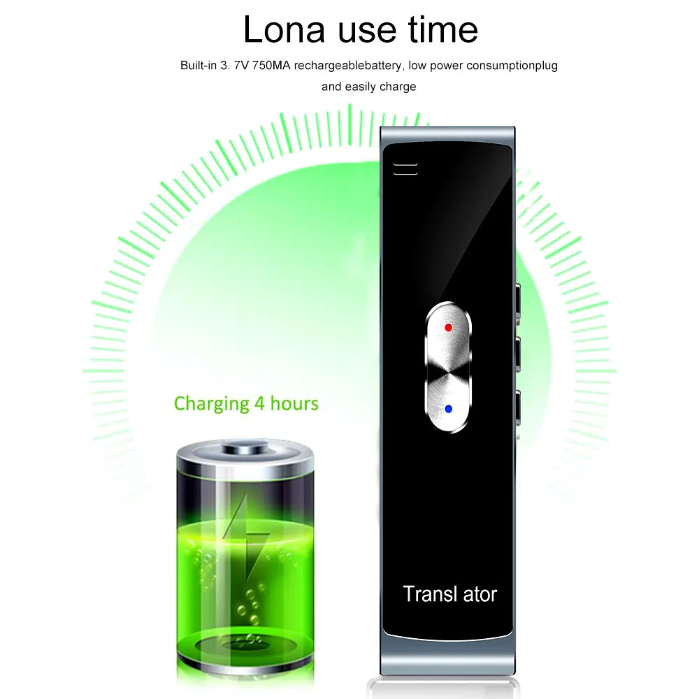 Портативный переводчик T8S с функцией мгновенного голосового управления в режиме