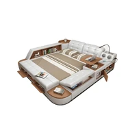 real genuine leather bed frame soft beds camas lit muebles de massage safe desk table speaker bluetooth led light book cabinet