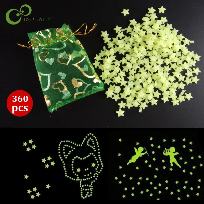 360 шт 3D маленькие звезды светится в темноте люминесцентные пластиковые настенные