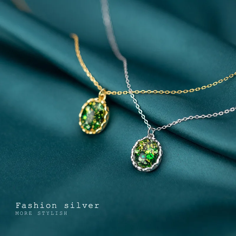 1 шт. реальный. Ожерелье с подвеской в виде изумруда из серебристой и золотой