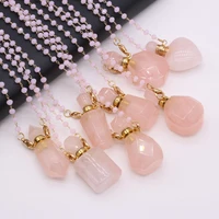 hot sale natural stone perfume bottle necklace rose quartz stone chain for women free gift accessory glasses frames pearl chains