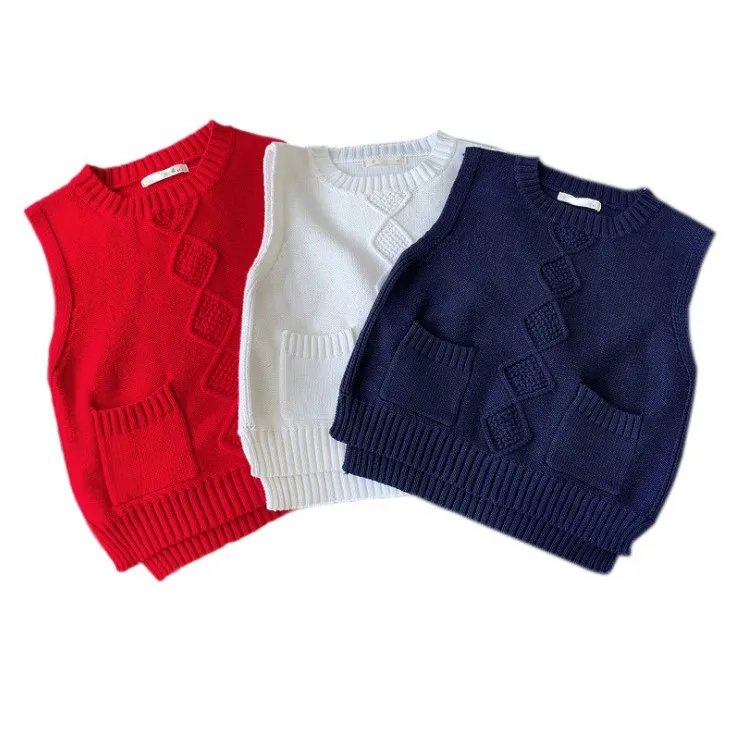 

90-140cm height new 2019 autumn boys fashion knitted vest kids spring autumn clothing boys casual vest