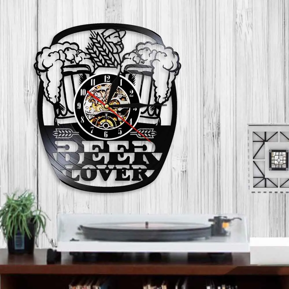 Кружка для пива паба настенные часы пивоварня декоративные с виниловой записью