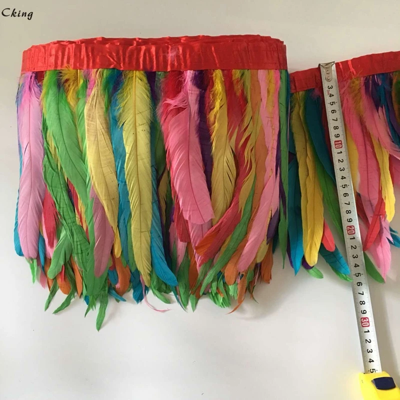 Красивый 1 метр яркий натуральный куриный петух хвост перья планки полоски для