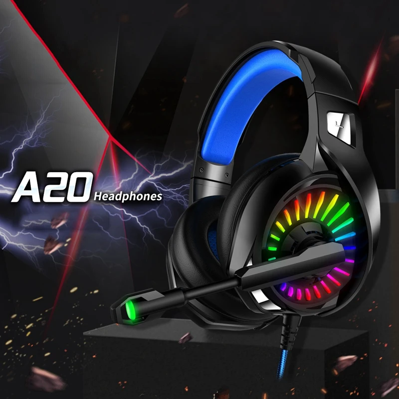 Лучшие предложения A20 PS4 Игровые наушники 4D стерео RGB Marquee гарнитура с микрофоном