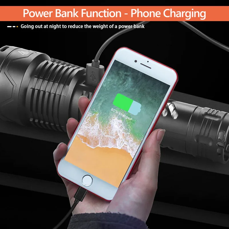 구매 슈퍼 밝은 전술 손전등 Xhp160 16 코어 줌이 가능한 방수 플래시 라이트, 5 모드 캠핑 하이킹을 위한 비상 작업 조명