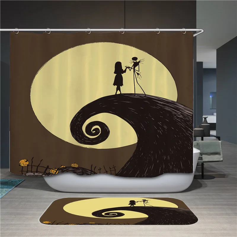 Занавеска для душа из полиэстера с принтом мультяшного кота водонепроницаемая