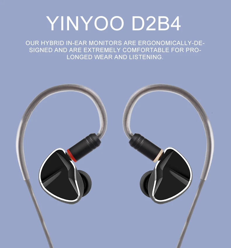 Yinyoo D2B4 2DD+ 4BA 10 мм графеновая диафрагма Динамический драйвер гибридные наушники в ухо для ZST AS10 ZS10 CCA C10 C16 QT5