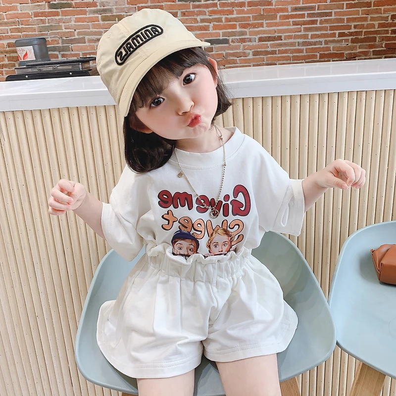 

Girls sport Suit Summer Letter Print Shorts 2pcs For Girls Toddler Baby Girl Clothes Children Clothing Set Kids Outfit T-shirt
