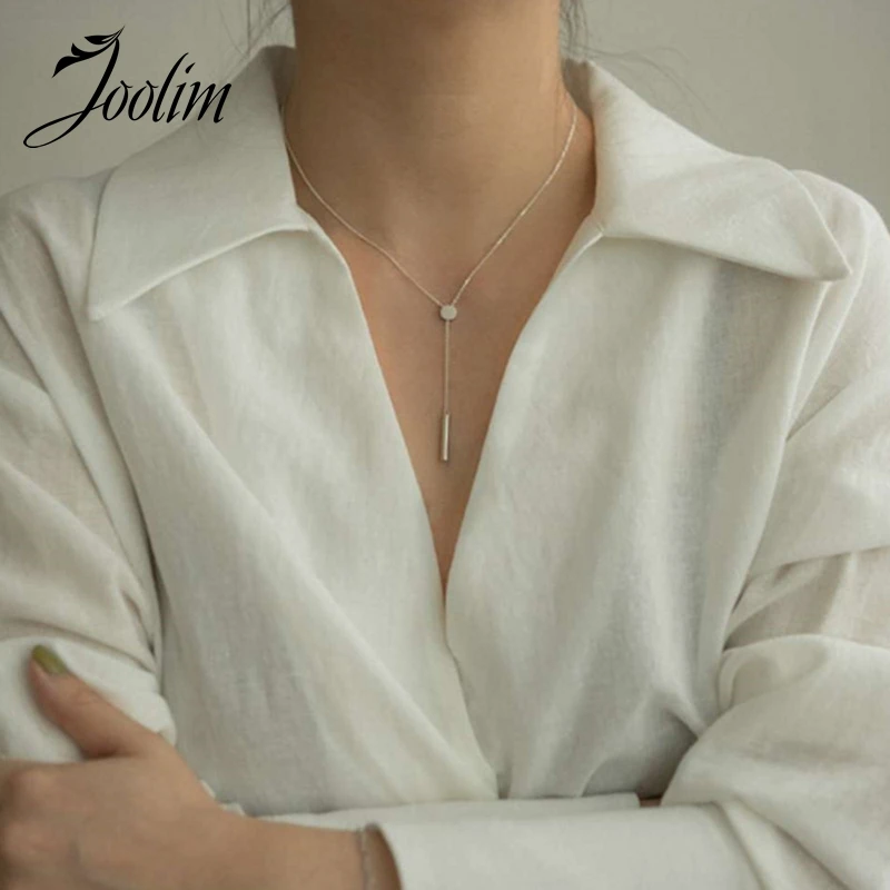 

Joolim Jewelry High End Pvd Plated Wholesale Waterproof Dainty Y Sweater Chain Stainless Steel Necklace for Women