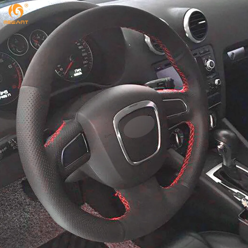 Чехол на руль MEWANT из черной замши для Audi A3 (8P) 2008 2013 A4 (B8) 2010 A5 A6 (C6) 2007 2011|steering wheel